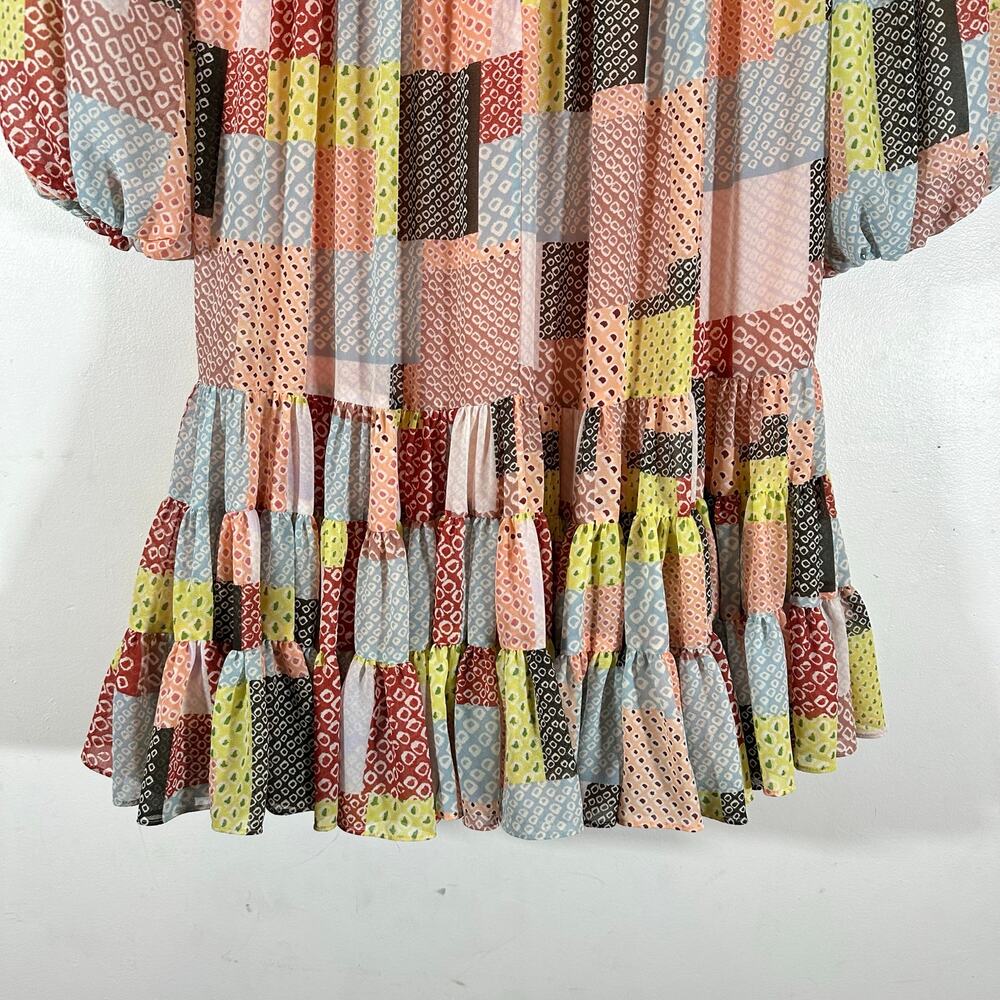 Cinq A Sept Patchwork Rika Swing Dress Womans 6 whimsy babydoll - Picture 12 of 16
